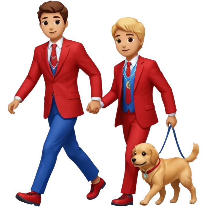 Spider-Man walking with his golden retriever emoji