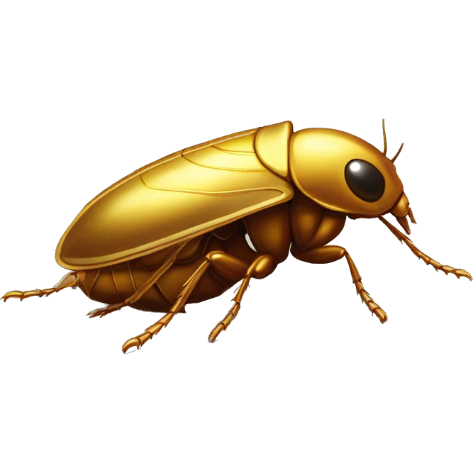 A golden cockroach, with rays of light, all around it, like a 🌟) and with a “capital N” engraved on its abdomen. It must be seen from the front like 🪳 but it must be all Golden emoji