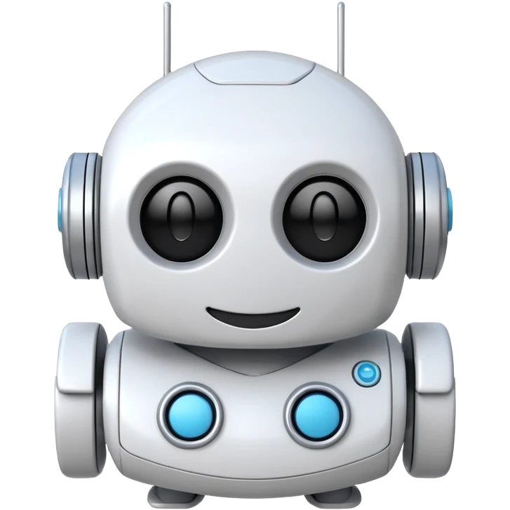robot cartoon simple kid toy white innocent funny gudget chatGPT friendly smiley round adorable musical emoji