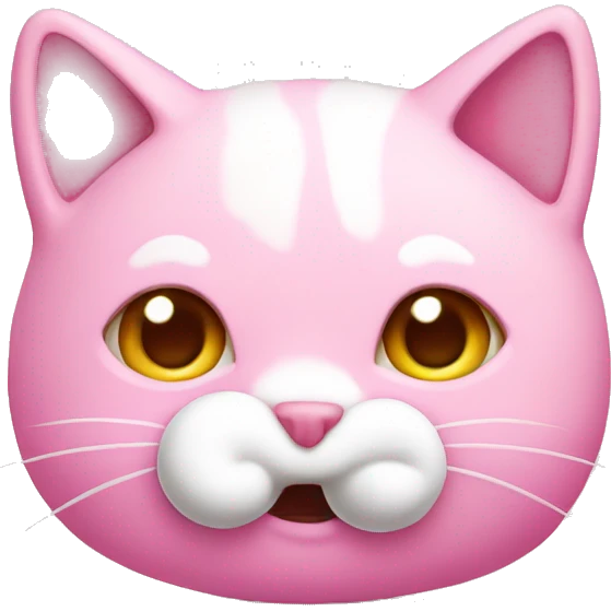 Pink cat with marshmallow  emoji