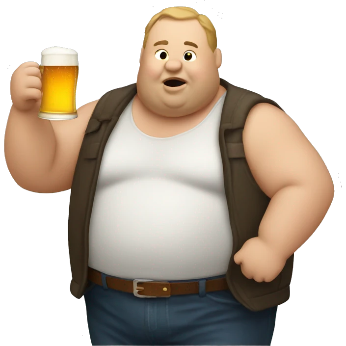 Fat man drinking beer emoji