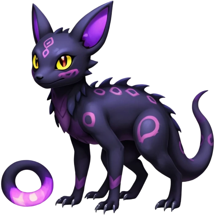 Dark Shady Shadowy Salandit-Umbreon-Fakémon-hybrid-creature (full body)  emoji