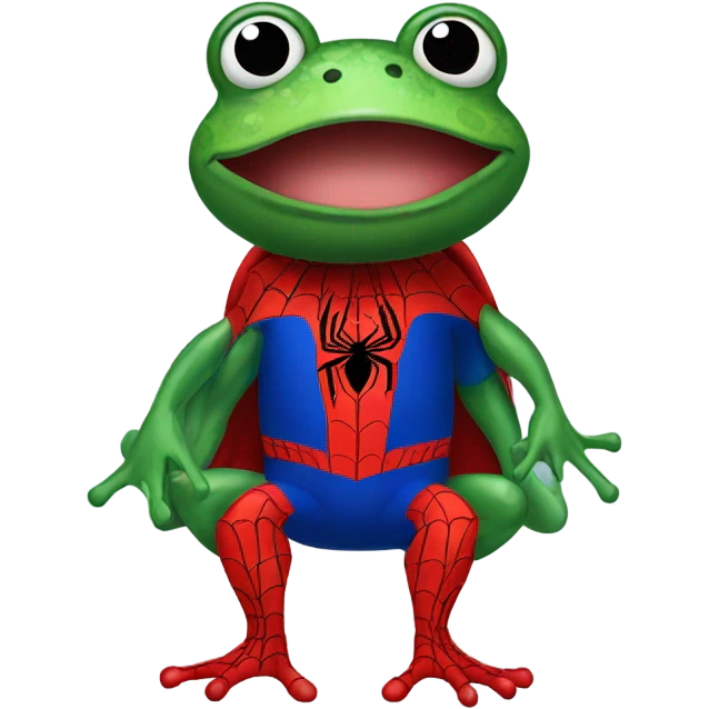 A frog in a spider-man costume emoji