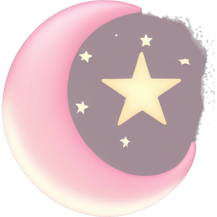 Light pink crescent with light pink moon and star  emoji