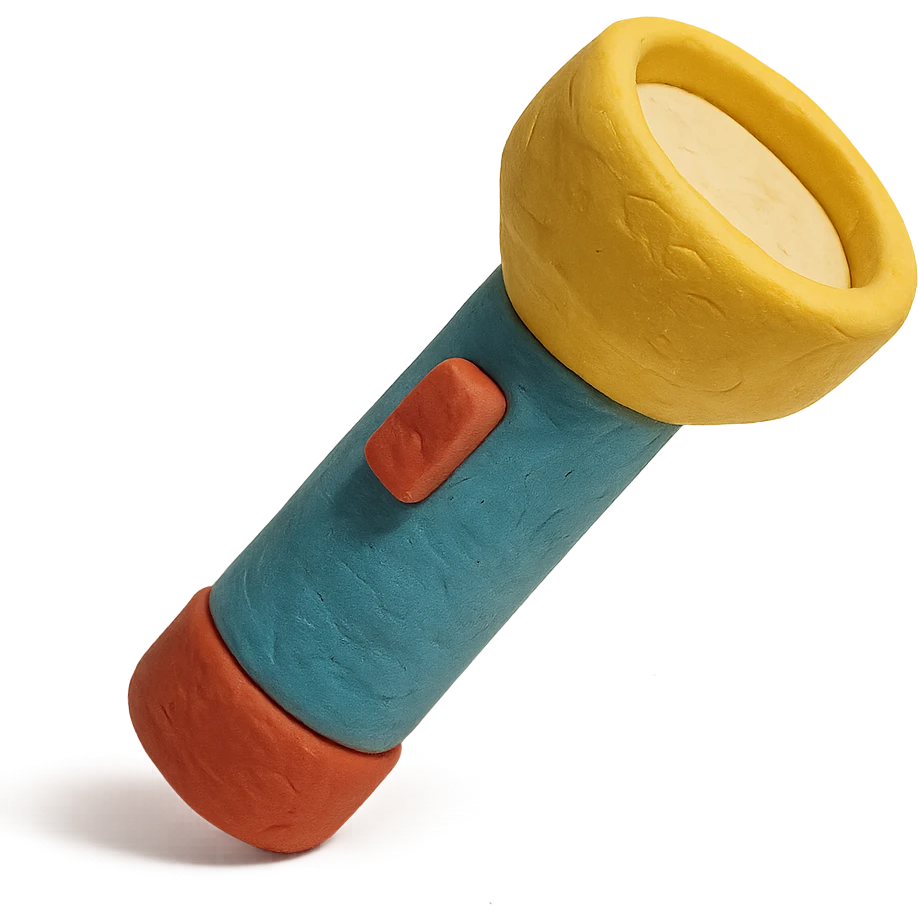 realistic flashlight icon in claymation style emoji