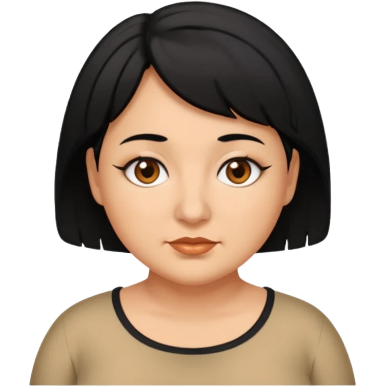 woman 60, brown eyes, very short weavy black hair, chubby emoji