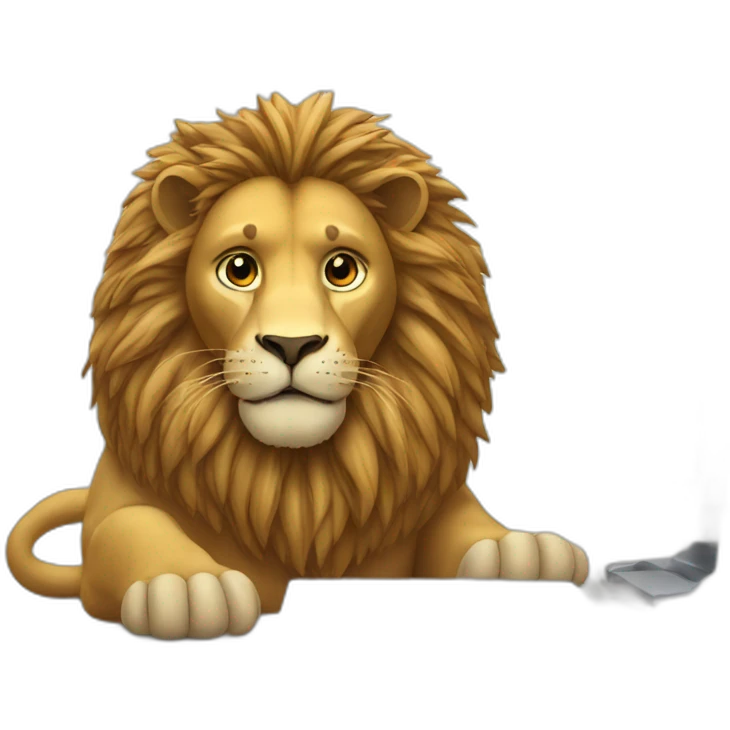 Lion with a computer emoji