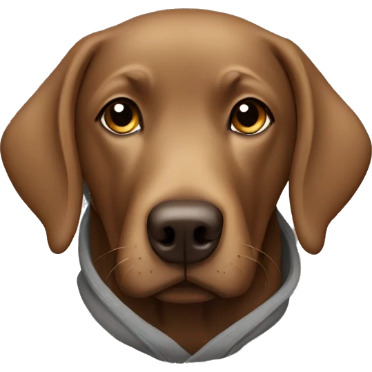 Brown labrador wearing a hoodie emoji