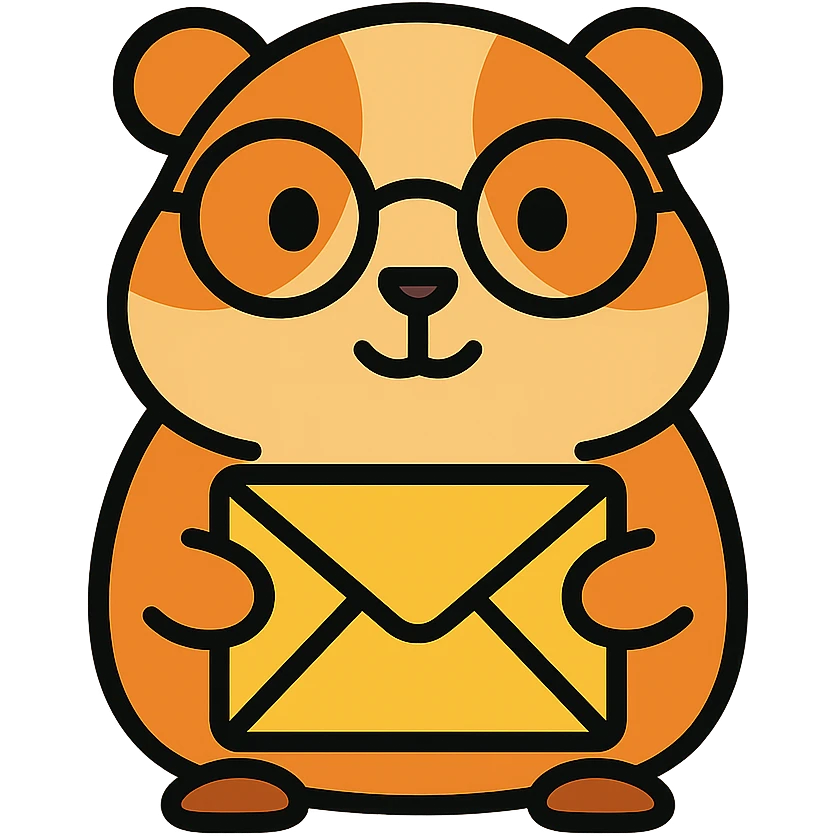 studious guinea pig with glasses holding an envelope, cute outlined colorful style emoji