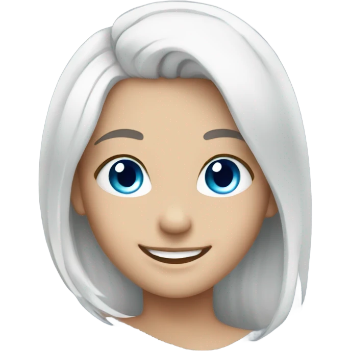 smiling girl with white hair blue eyes emoji