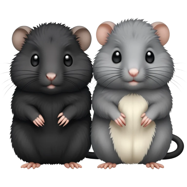 Black gerbil and grey gerbil￼ emoji
