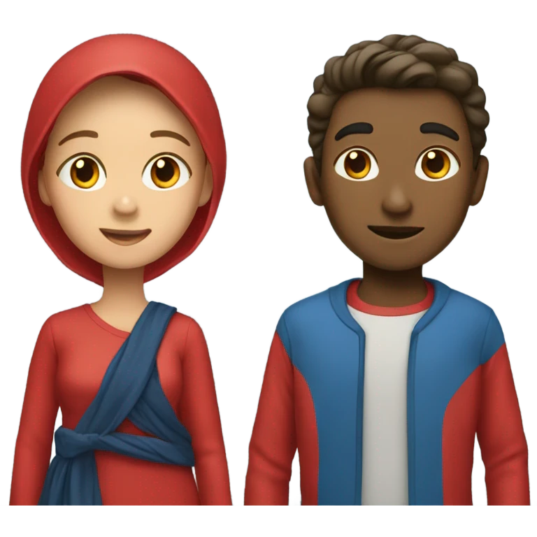 red boy and blue girl emoji