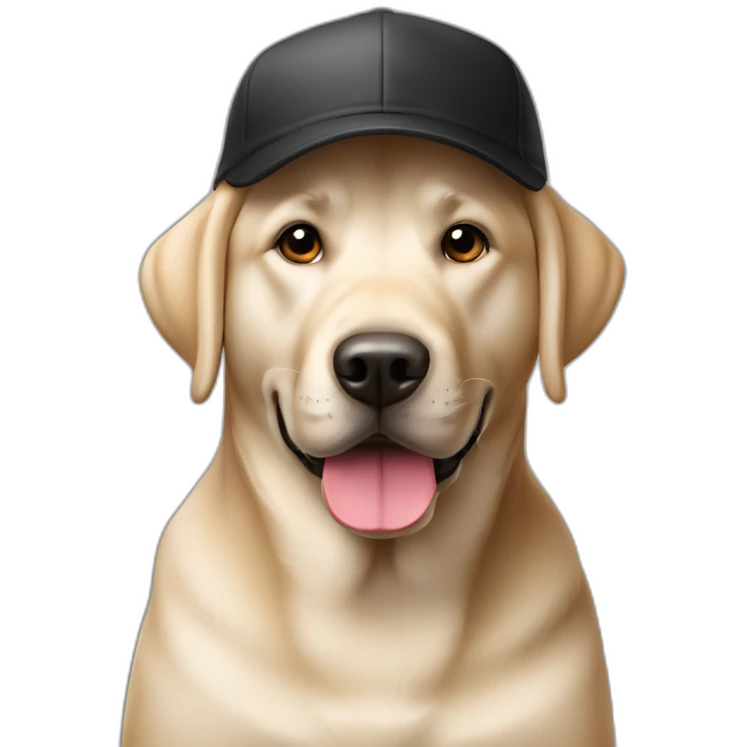 Labrador couleur noir avec une casquette rouge emoji