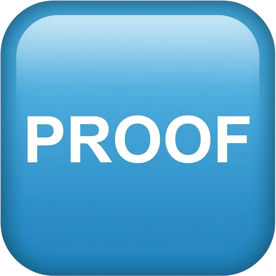 a flat blue square with PROOF in white text. flat style, discord style. no gradient emoji