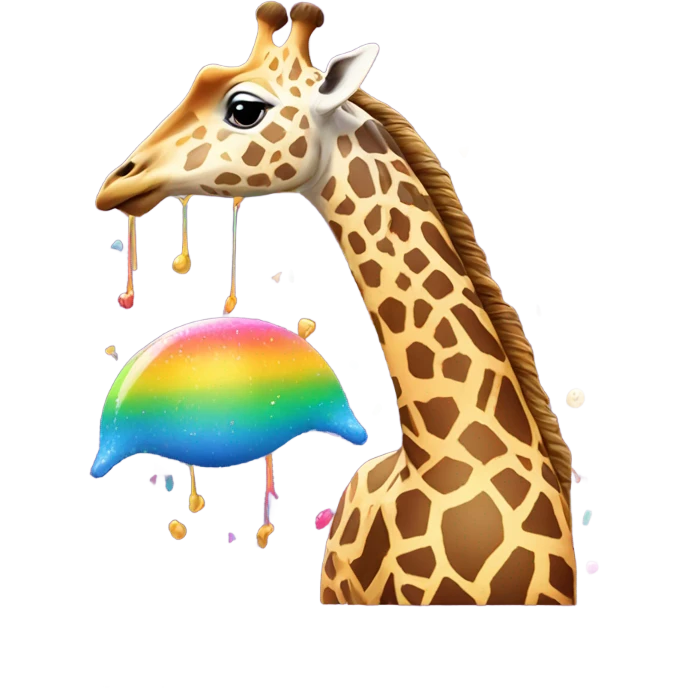 A giraffe riding a dolphin in a sea of sprinkles  emoji