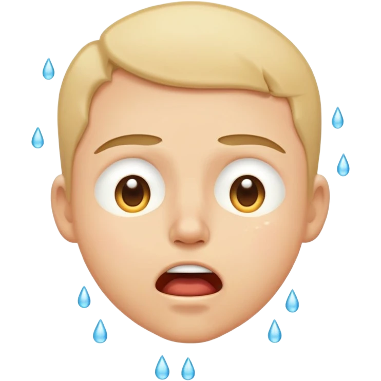 face with an extremely intense expression of pleasure, eyes tightly shut, mouth wide open, flushed cheeks, sweat drops emoji