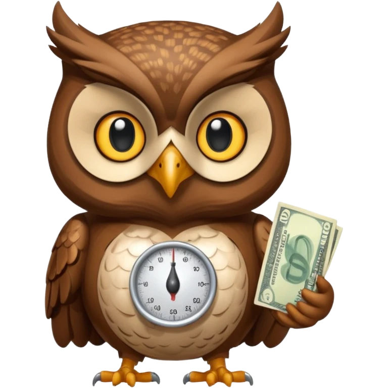 holding money and scale mascot owl emoji