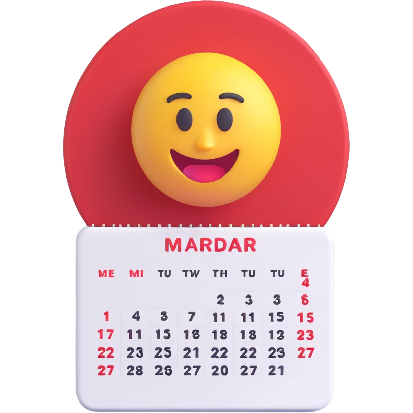 3D emoji style calendar with a red circle around a date emoji