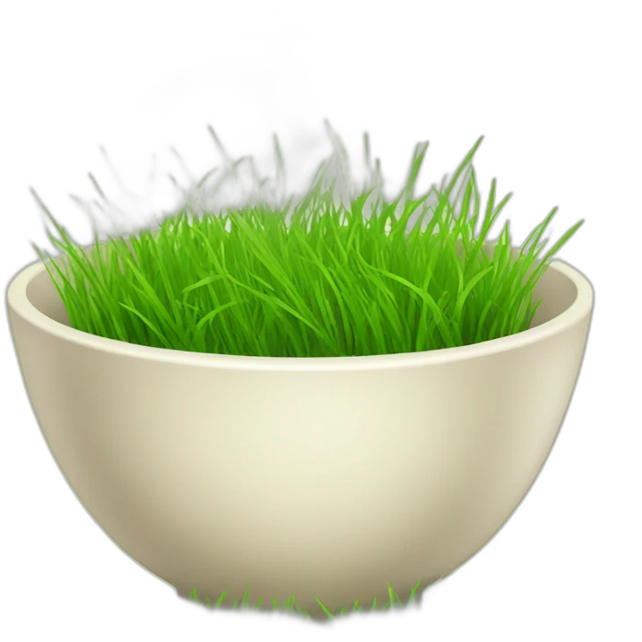 A bowl with grass and emoji