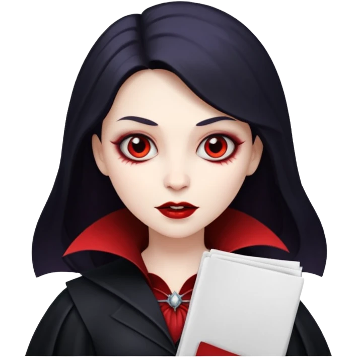 Woman vampire holding papers emoji