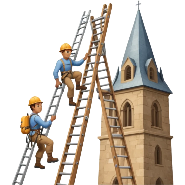 steeplejack man on a ladder beside a spire emoji