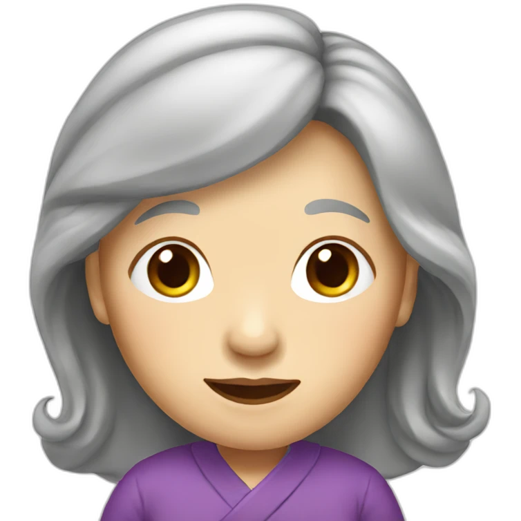 Chinese senior lady with long hair emoji