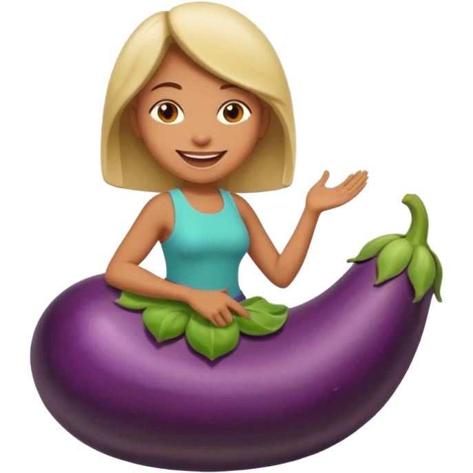 Woman riding eggplant emoji
