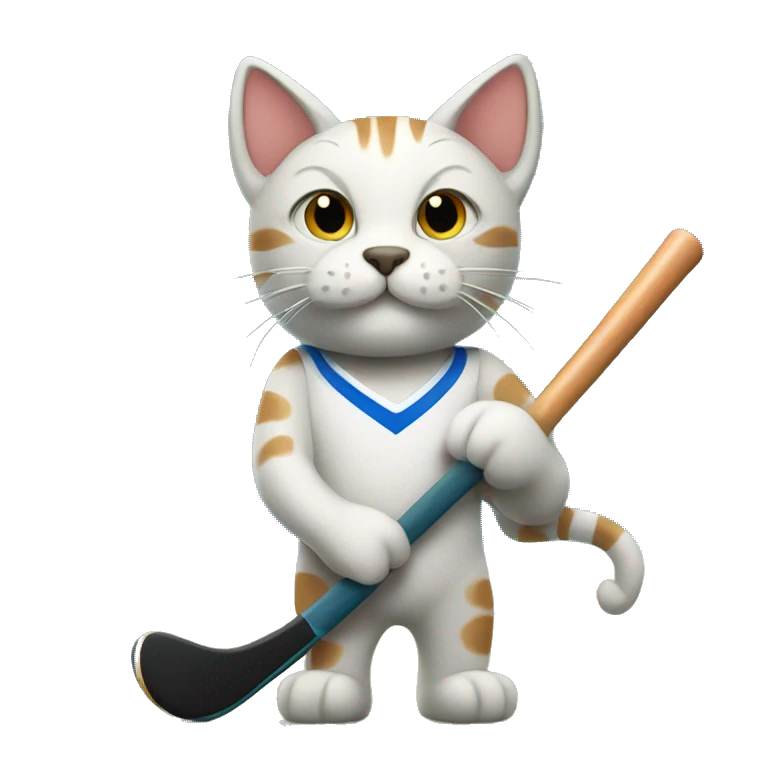 cat playing field hockey emoji