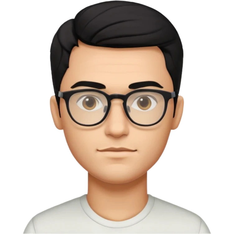 make a guy from portugal that has glasses and has a good jawline and a little masculine and black hair that spreads to the sides and make him gloss and make him MAN! and make him poo very masculinty tool upgrade cool? emoji