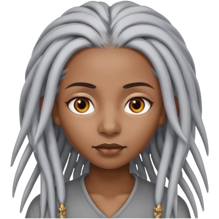 black woman with grey eyes with long silver dreadlocs emoji