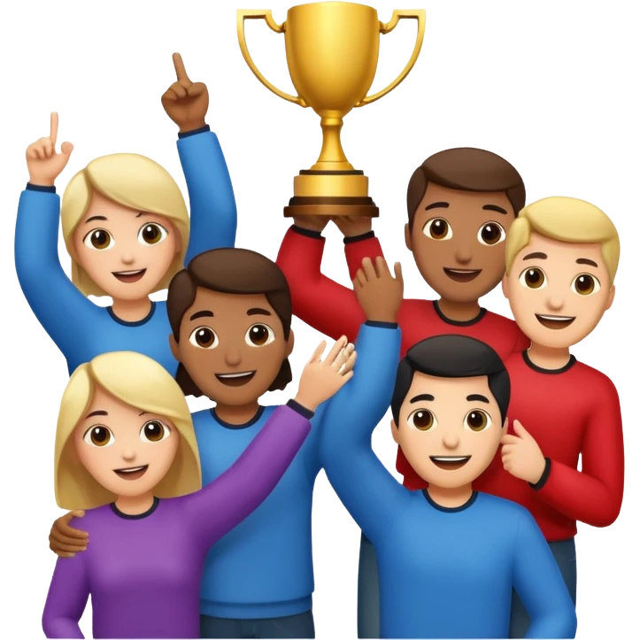 team celebrating with trophy emoji