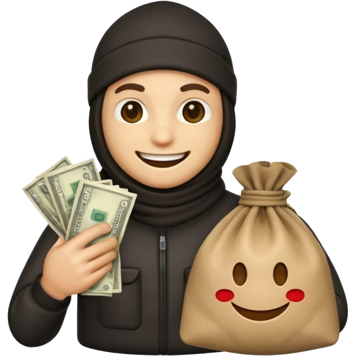 Robber emoji holding a bag of money emoji