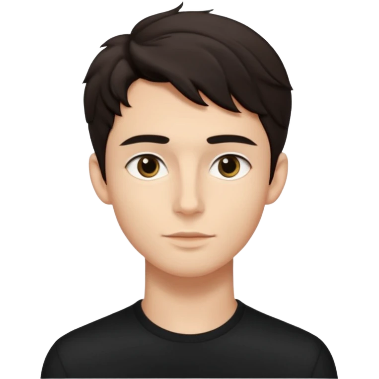 Minimalist emoji of a slender young man doing pilates, smooth rounded face, high cheekbones, almond eyes with dark brows, small button nose, soft lips, defined jawline, tousled dark wavy medium hair, boyish beauty, cute and expressive, flat colors, simple shading. Black accent outfit. emoji