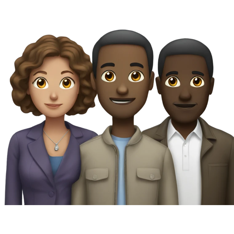a woman between a black man and a white man  emoji