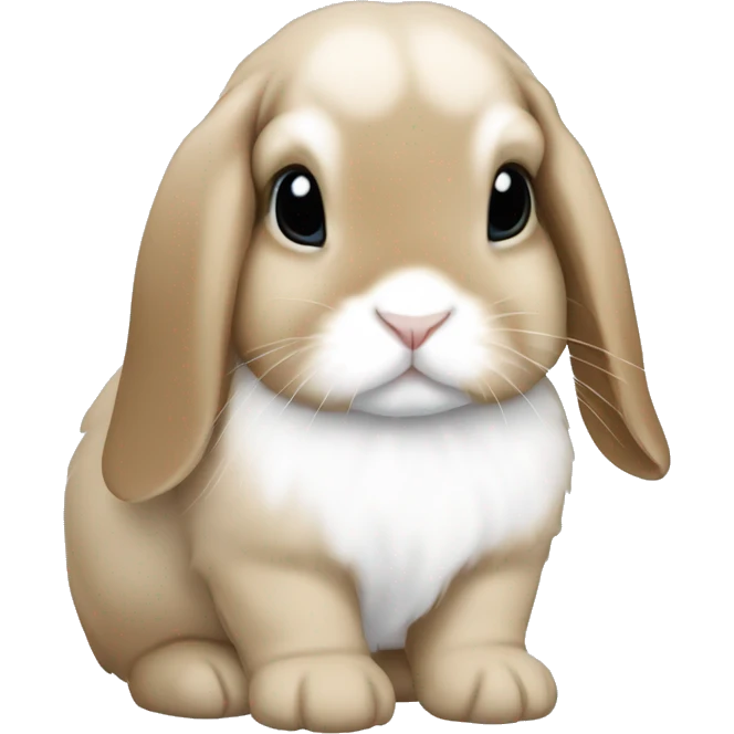 Tan and white baby holland lop emoji