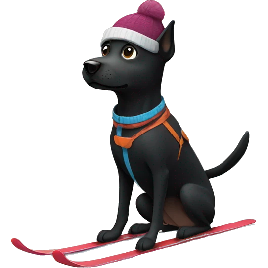 Black dog skiing with a hat  emoji