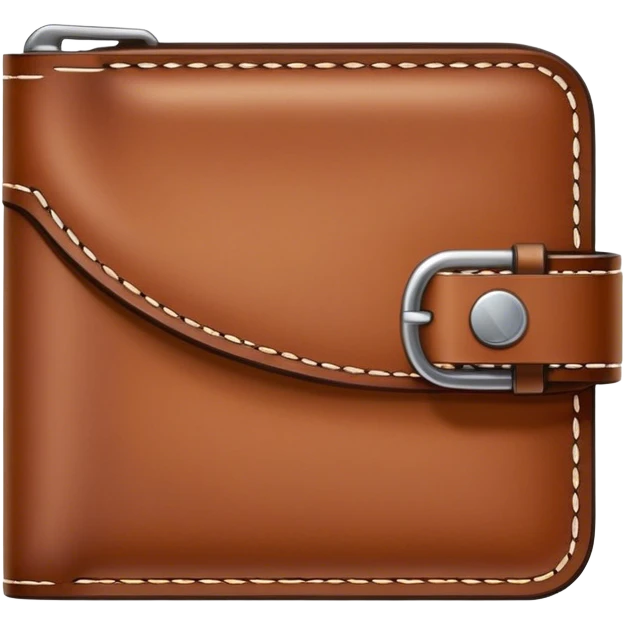 Leatherworking icon, piece of raw leather being transformed into a leather wallet or belt, stitching tools, engraving tool, minimalistic style, clean lines, transparent background. emoji