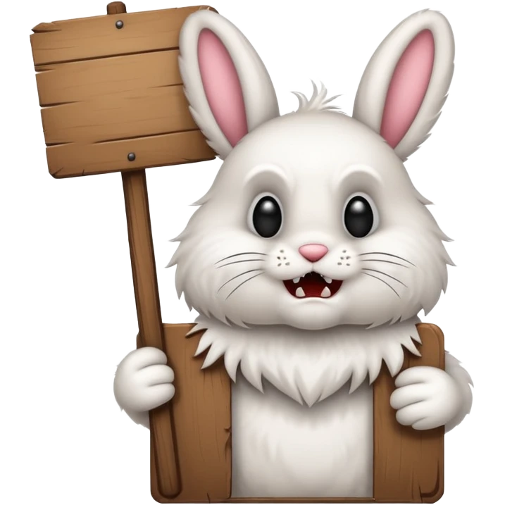 Rabid snarling bunny holding large blank sign emoji