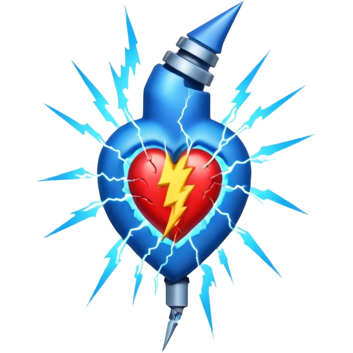 Electric electrical lightning thunder heart  emoji