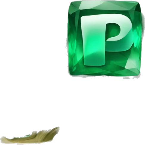 Emerald green square whit the letter P in the middle emoji
