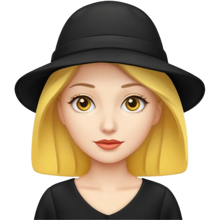black dressed white women with yellow hat emoji