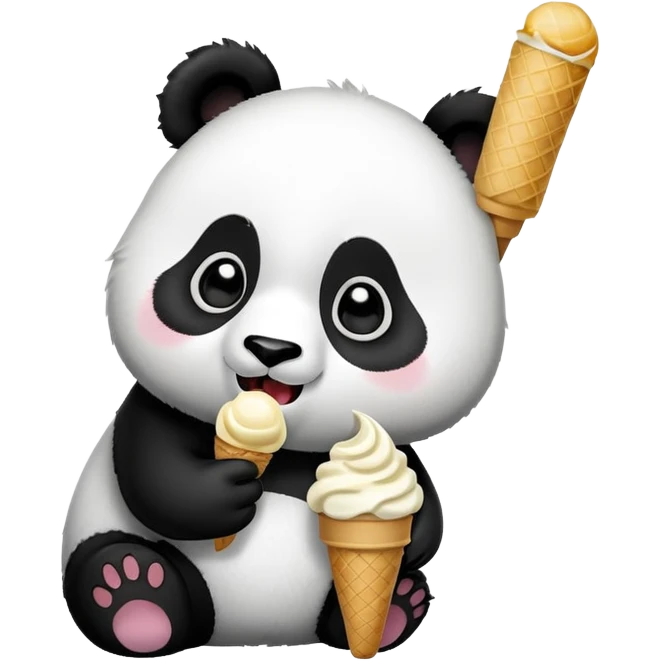 Panda eating ice cream emoji