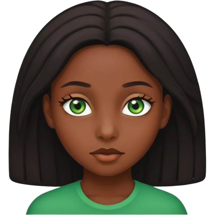 Black girl with green emoji