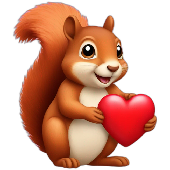 a squirrel in love with a heart emoji