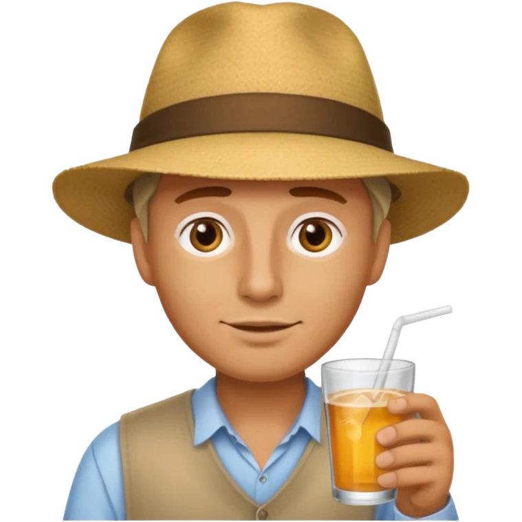 guy with hat and drink, no glasses emoji