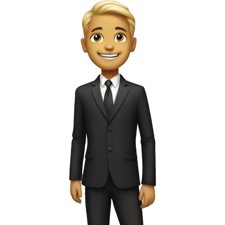 smiling boy in formal attire in the City  emoji