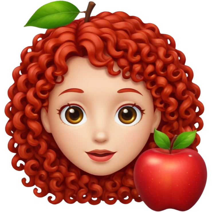 apple with red curly hair emoji