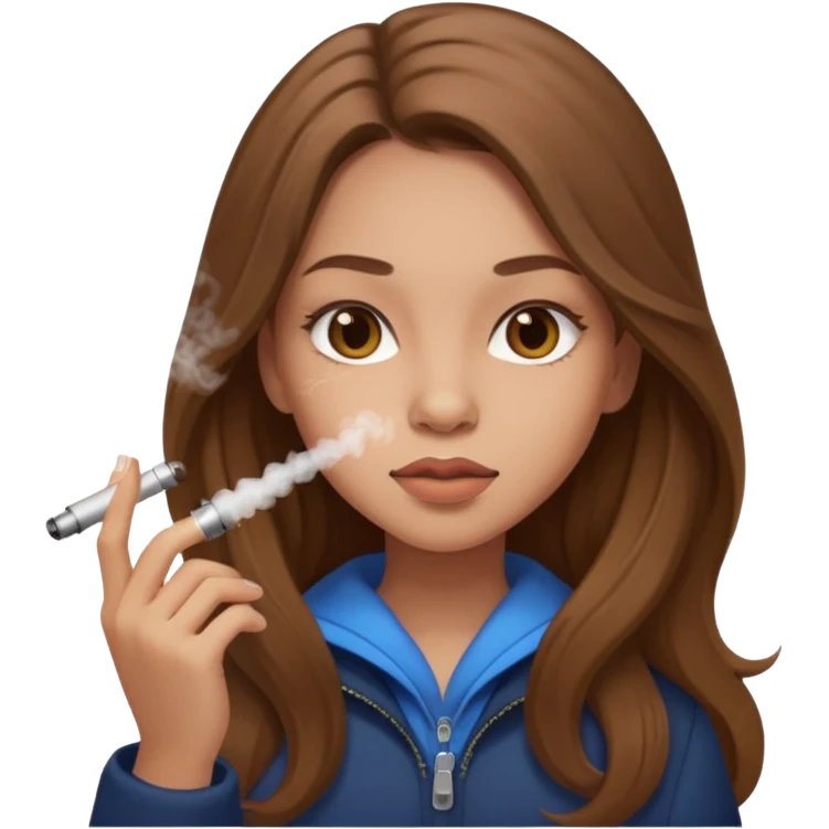 girl with vape long hir and color brwon emoji