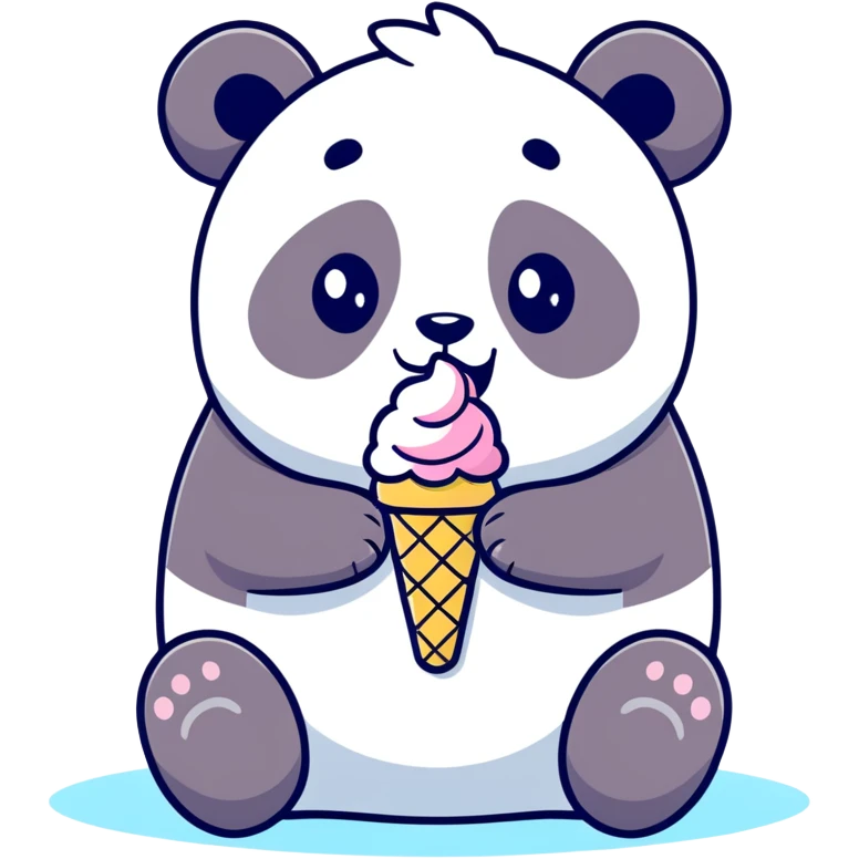 Panda eating ice cream emoji