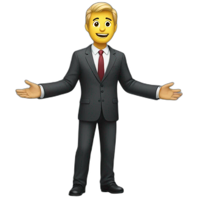 man in suit holding out his arms emoji